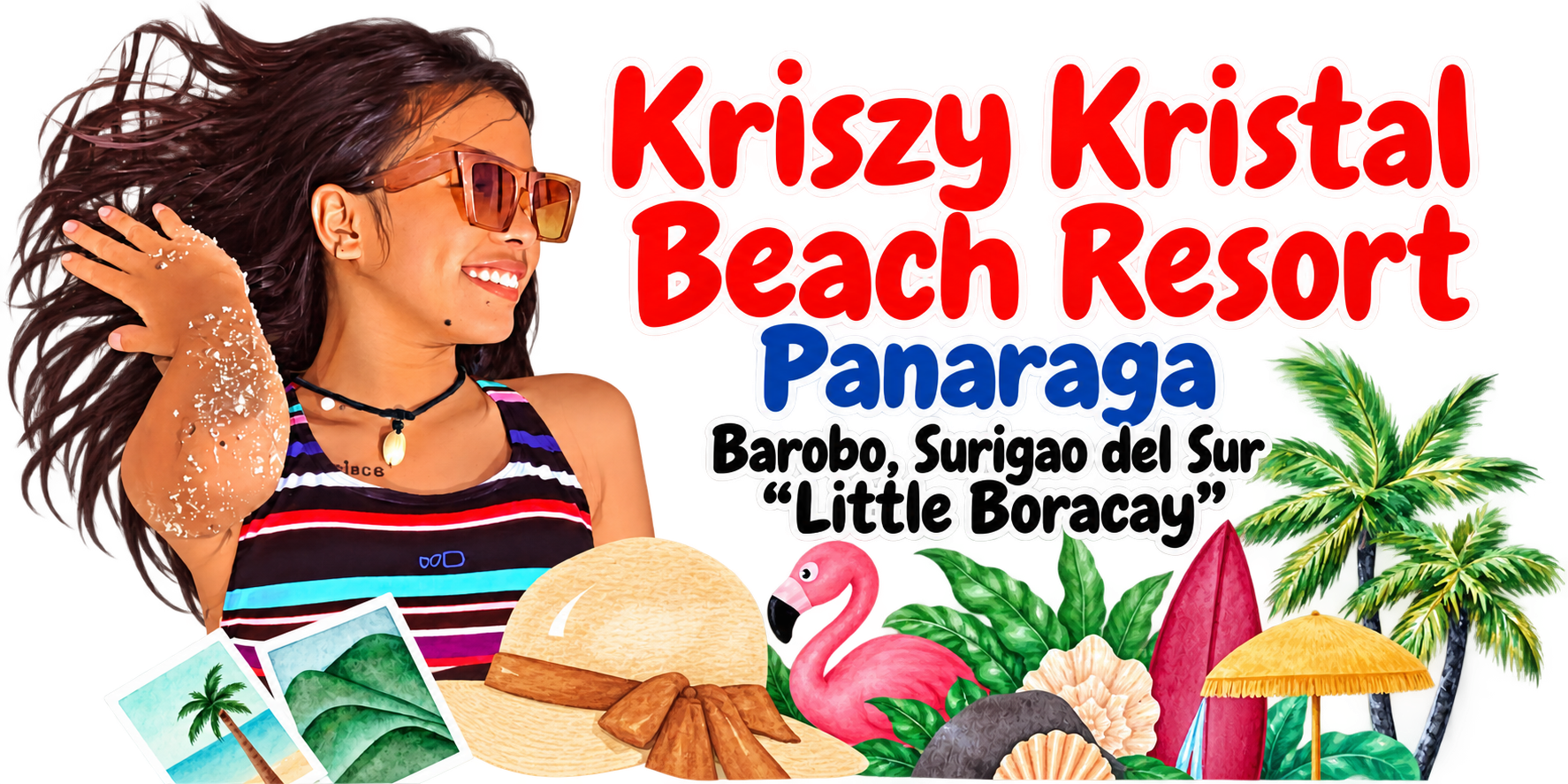Kriszy Kristal Beach Resort, Panaraga, Barobo, Surigao del Sur, Little Boracay — business artwork featuring the owner’s daughter
